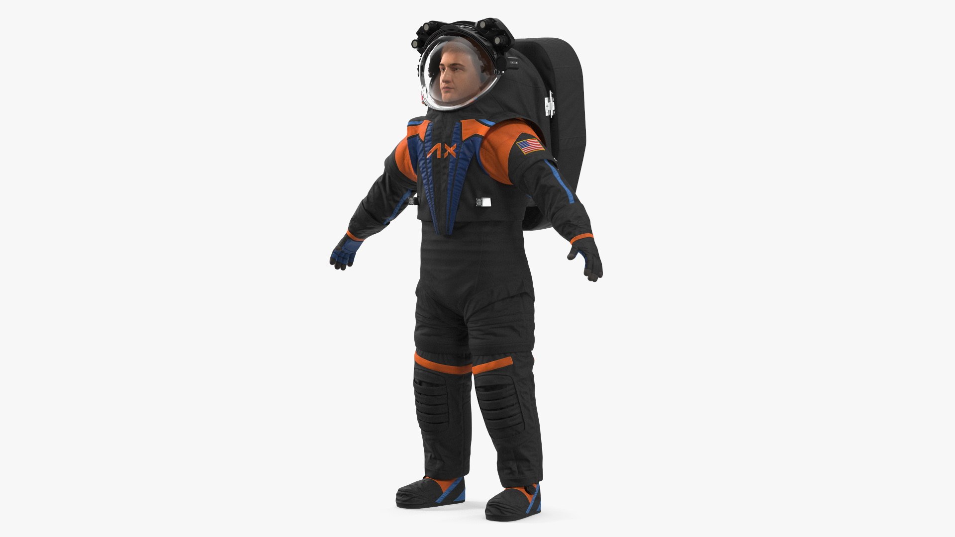 Astronaut Wearing NASA Axiom Spacesuit Fur Rigged 3D model preview