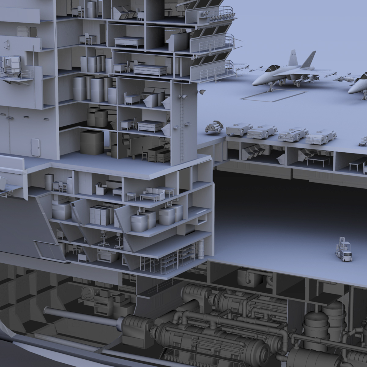 uss reagan cutaway aircraft carrier 3d obj