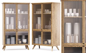 Mira restaurant cabinet with dishes V7 by Bpoint 3D model