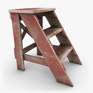 3d realistic antique ladder red model