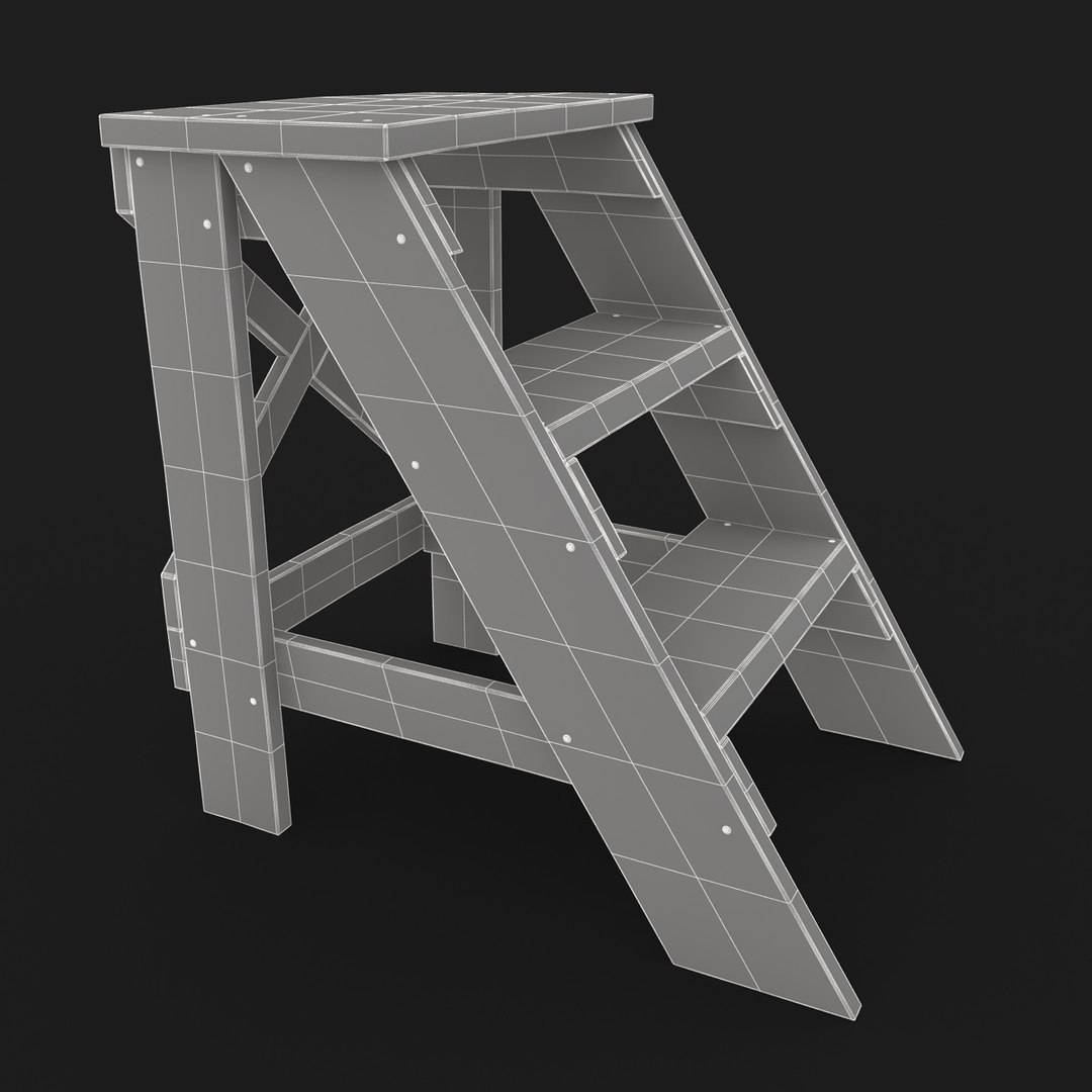 3d realistic antique ladder red model