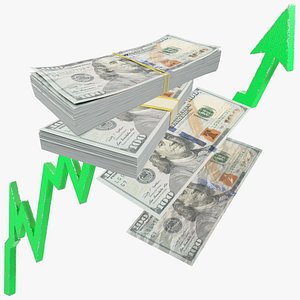 dollars bills graph banknotes 3D