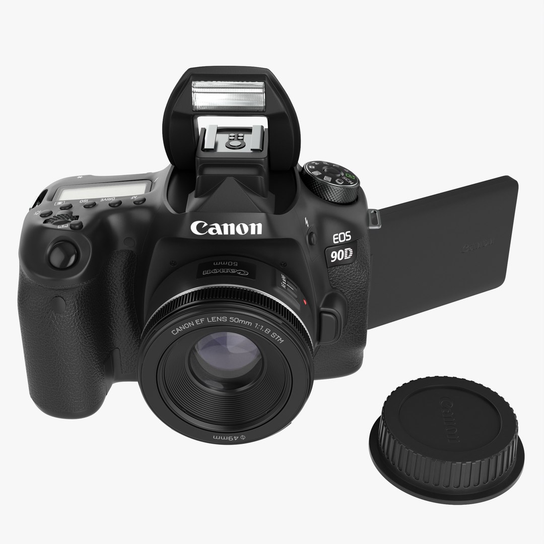 Canon EOS 90D DSLR camera 50mm f1.8 STM Lens 02 3D model TurboSquid