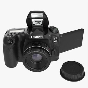 Canon EOS 90D DSLR camera 50mm f1.8 STM Lens 02 3D model