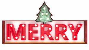 Christmas Holiday Merry Lighted Nostalgic Metal Marquee Sign