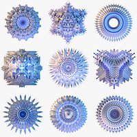 12 Symmetrical Abstract Geometric Mandala Fractal Kitbash Set Collection