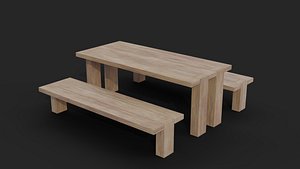 3D model Realistic Picnic Table Low-Poly
