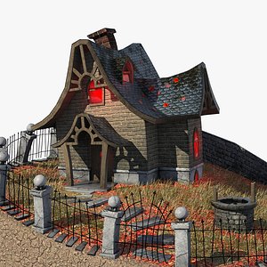 Cartoon House with Fence