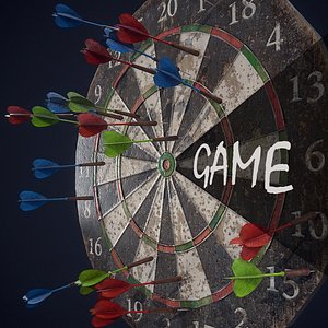 Dart board-Game ready props PBR Low-poly 3D model 3D model