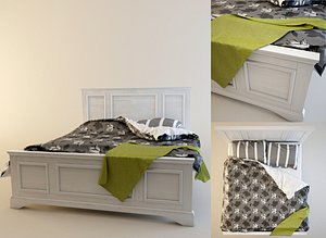 free bed blanket pillows 3d model