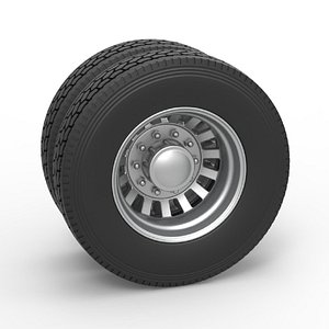 3D model Diecast Rear custom wheel of semi truck Version 16 Scale 1 to 25