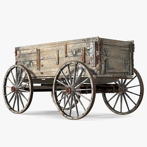 Antique Wooden Wagon 3D model