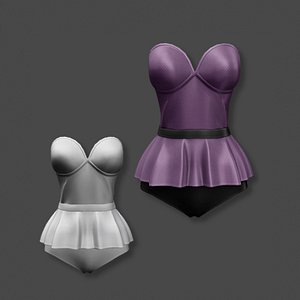 3D purple swimsuit