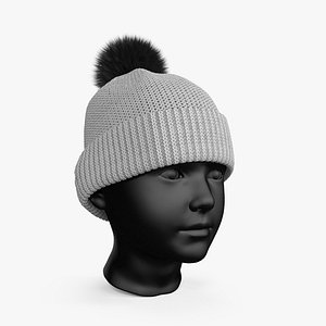 3D winter hat gray