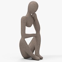 Human Sculpture in Thoughtful Pose White
