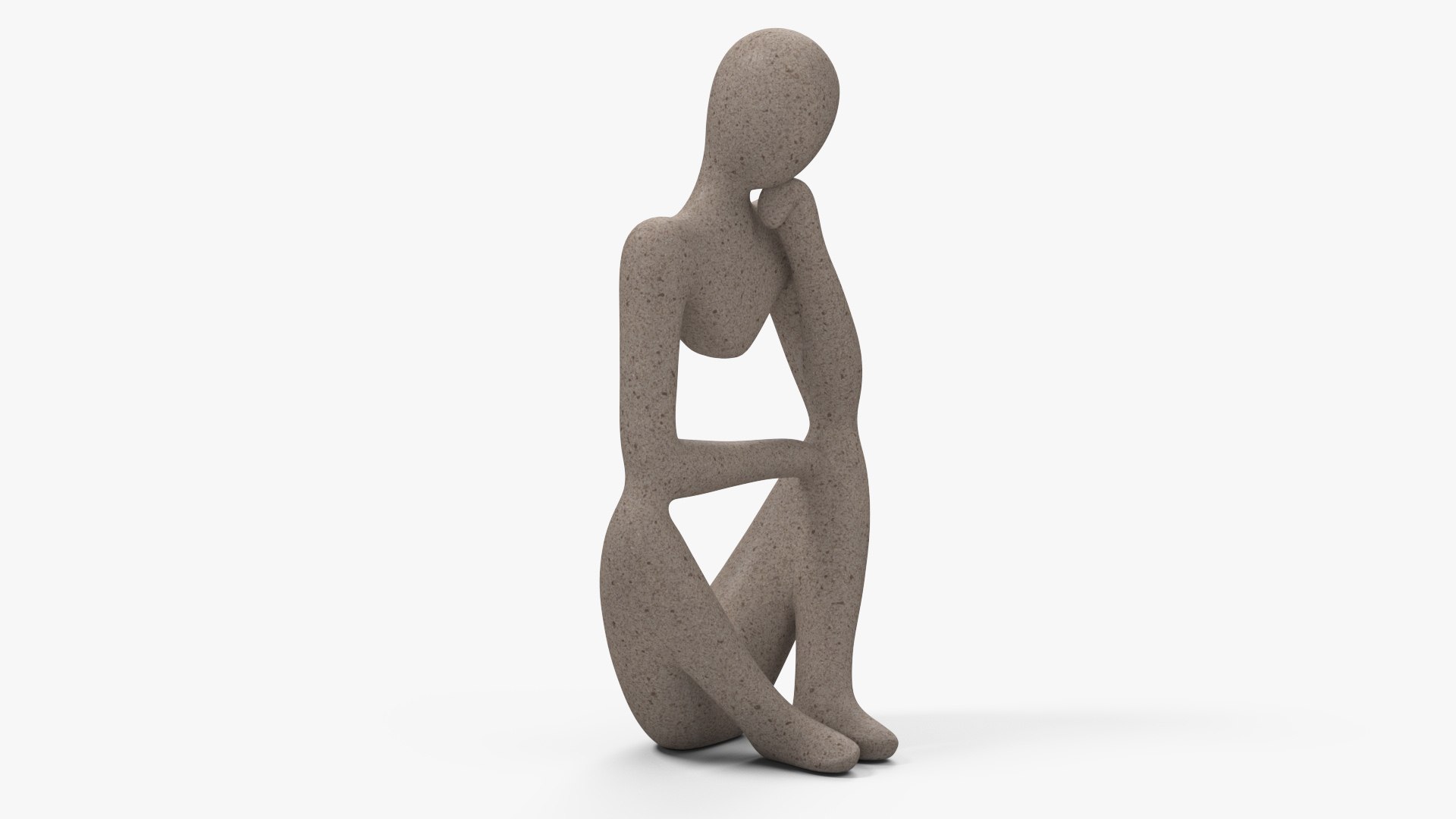 Human Sculpture in Thoughtful Pose White 3D model preview