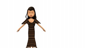 free low poly woman in dress 12