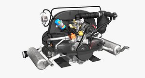 3D model flat engine