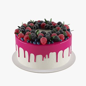 Pink Glaze Berry Cake 3D model