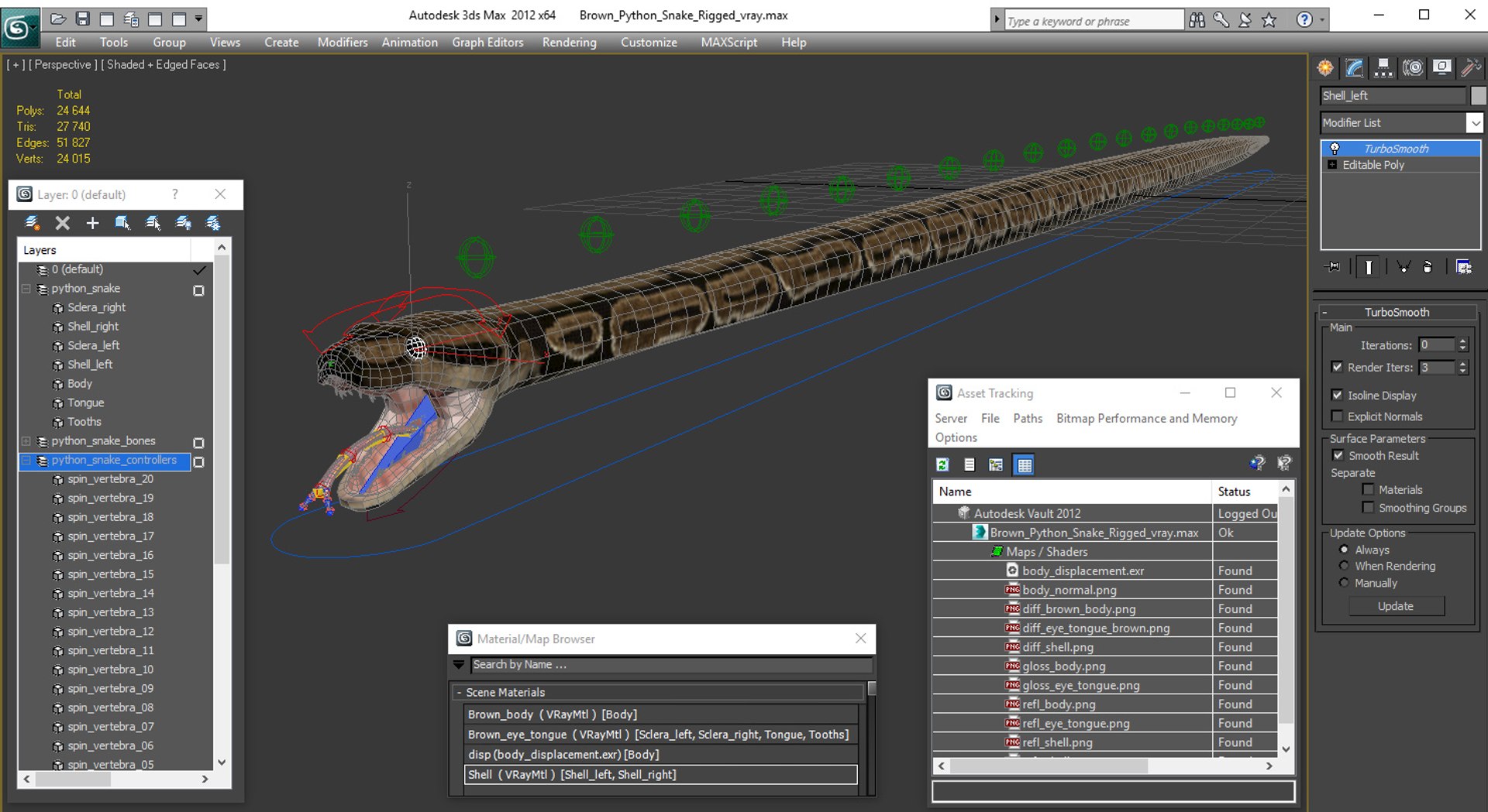 3D brown python snake rigged model - TurboSquid 1417834
