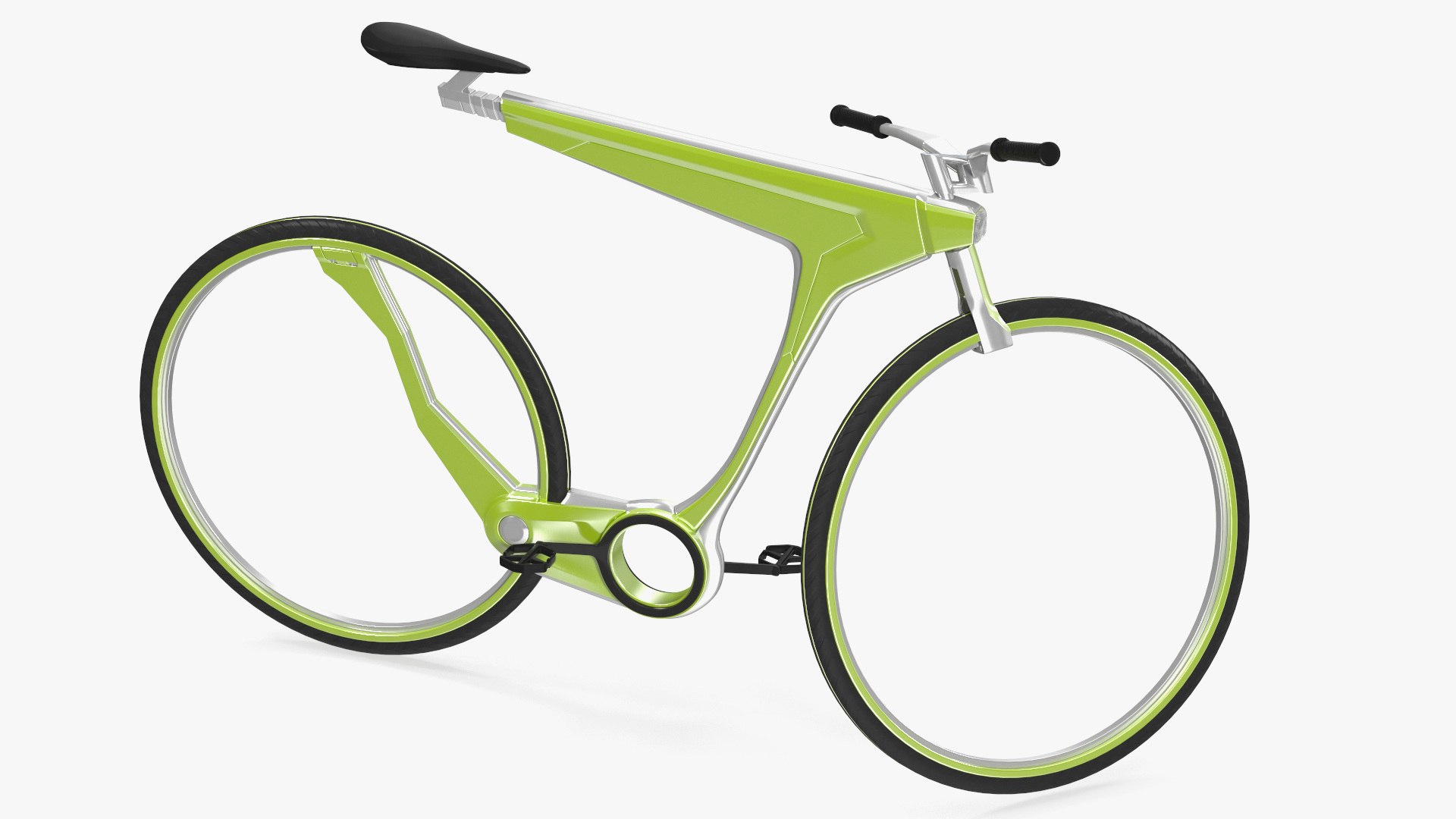 Futuristic Electric Bike Green Rigged for Cinema 4D 3D model preview