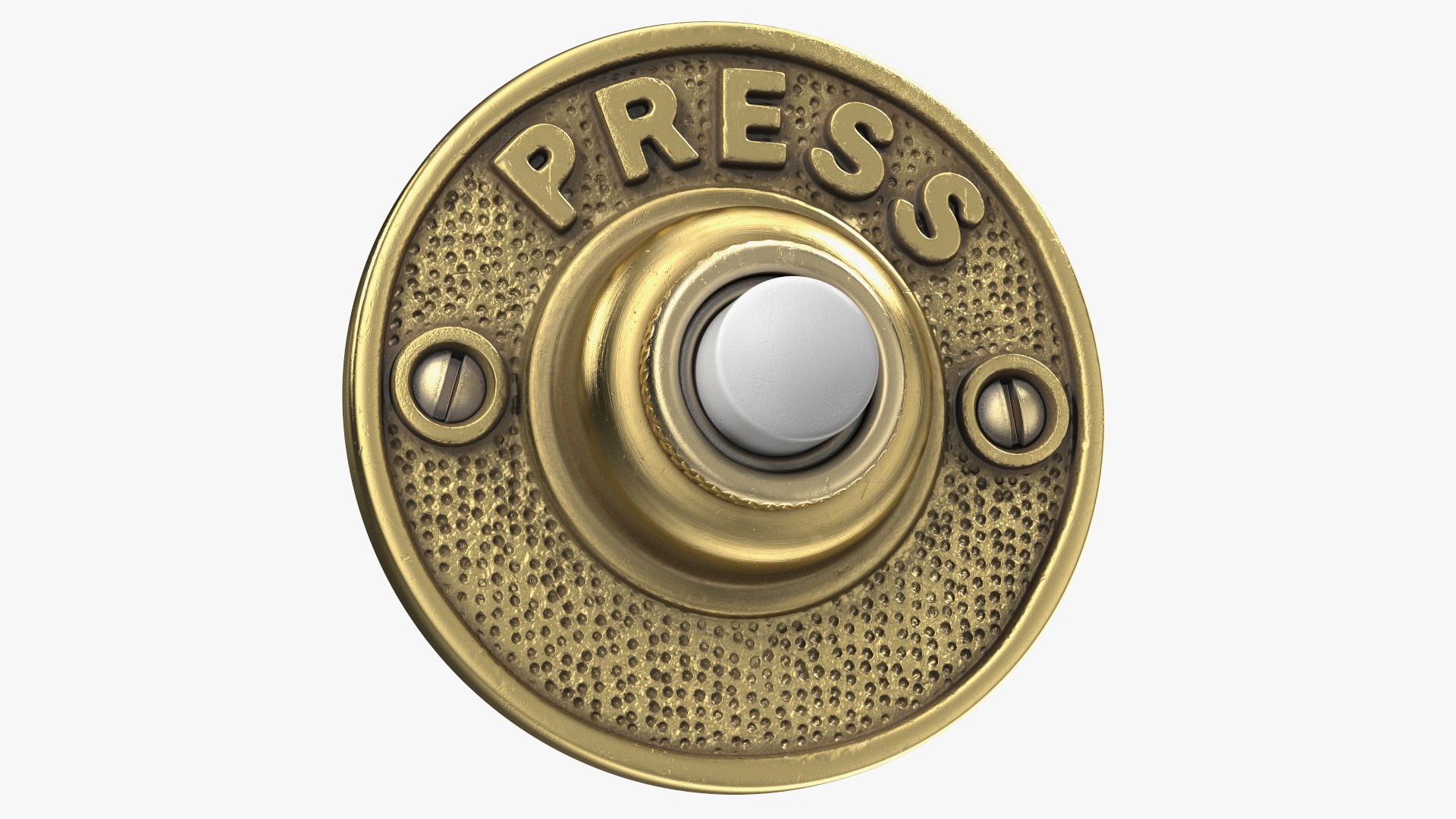 Round Brass Door Buzzer Button Gold 3D model preview