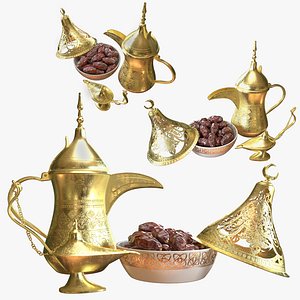 3D Ramadan Coffee Pot and Dates 3D Model model