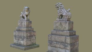 3d obj komainu guardian lions