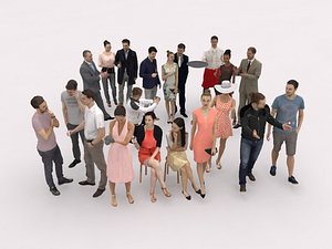 20x LOW POLY CASUAL ELEGANT BUSINESS MAN PEOPLE VOL02 CROWD