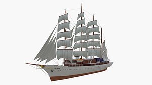 Sea Cloud Luxury Ship Low Poly
