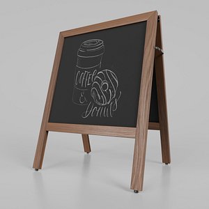 3D Customizable Square Wooden A-Frame Chalkboard Sign
