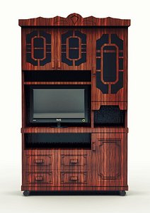 library bookcase doors tv 3d obj