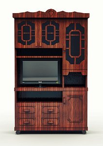 Library Bookcase with Doors and TV