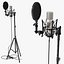 Studio Condenser Microphone with Stand and Pop Filter