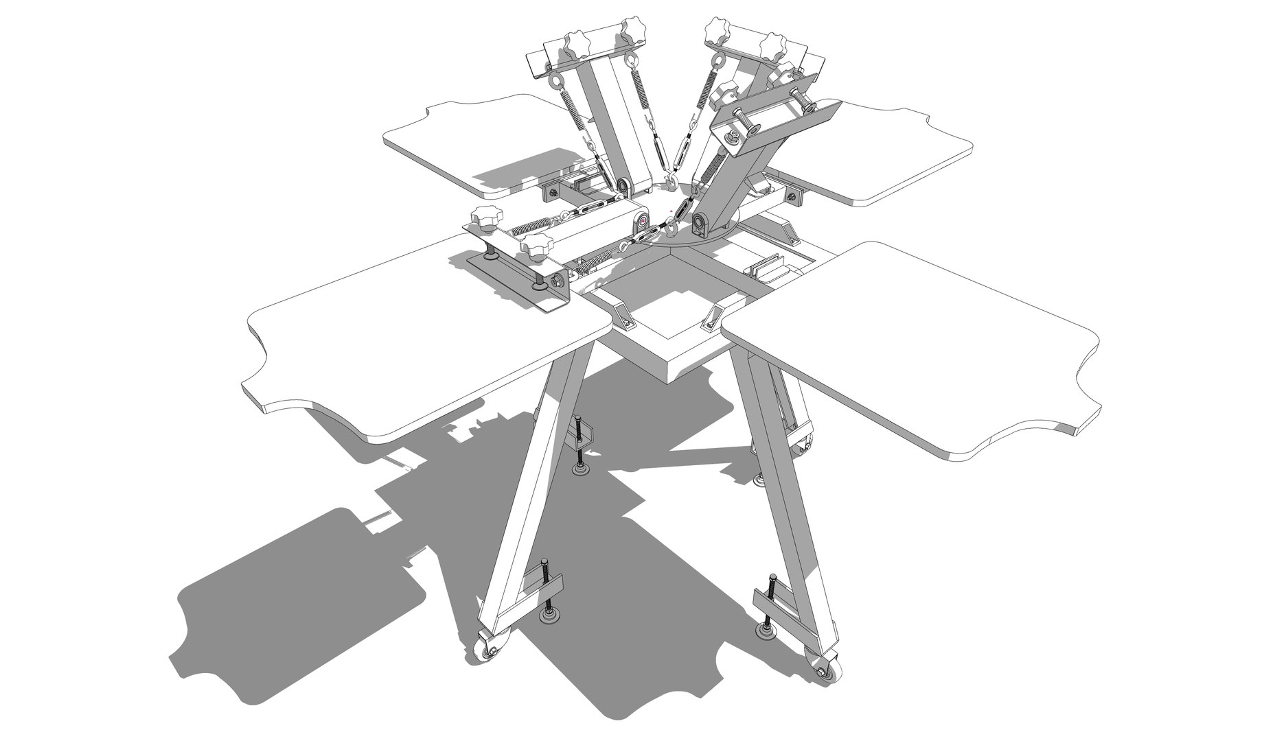 Screen Printing Press - Shirt - 4 Arm Model - TurboSquid 2104942