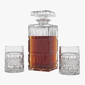 3D whiskey decanter glasses