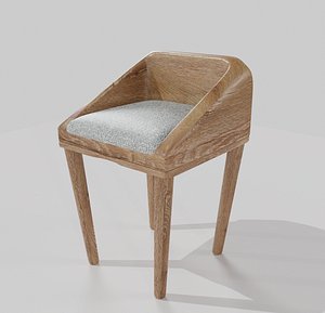 silla de madera con almohada 3D model