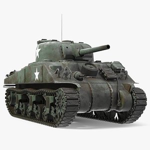 Combat M4 Sherman Tank 3D model