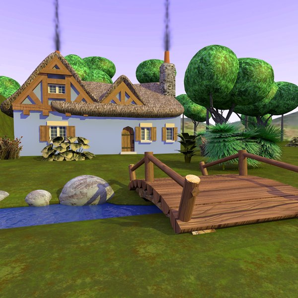 modelo 3d Casa de dibujos animados y escena del paisaje - TurboSquid 862177 modelo 3d Casa de dibujos animados y escena del paisaje - TurboSquid 862177
