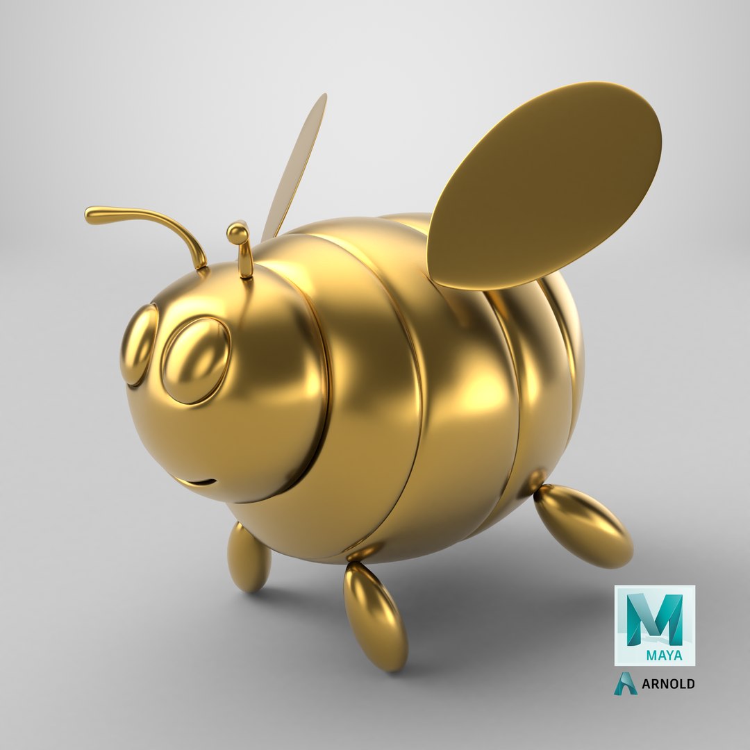 Golden Cartoon Bee Model - TurboSquid 2422535