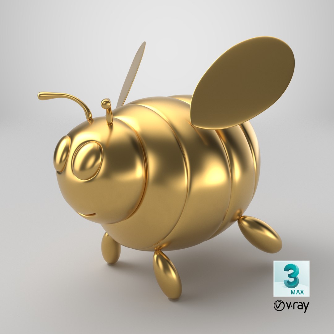 Golden Cartoon Bee Model - TurboSquid 2422535