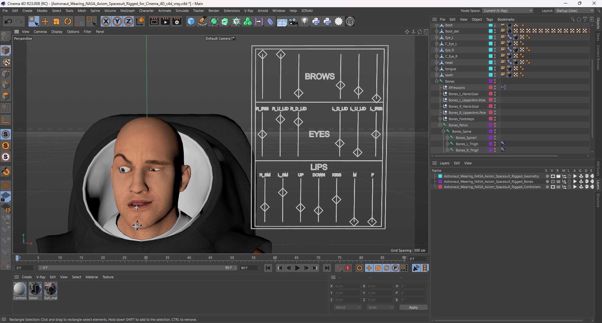 3D Astronaut Wearing NASA Axiom Spacesuit Rigged For Cinema 4D Model ...