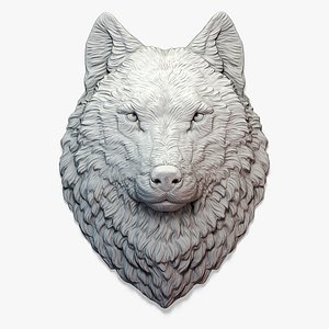 Wolf Face Bas-relief Sculpture 3D