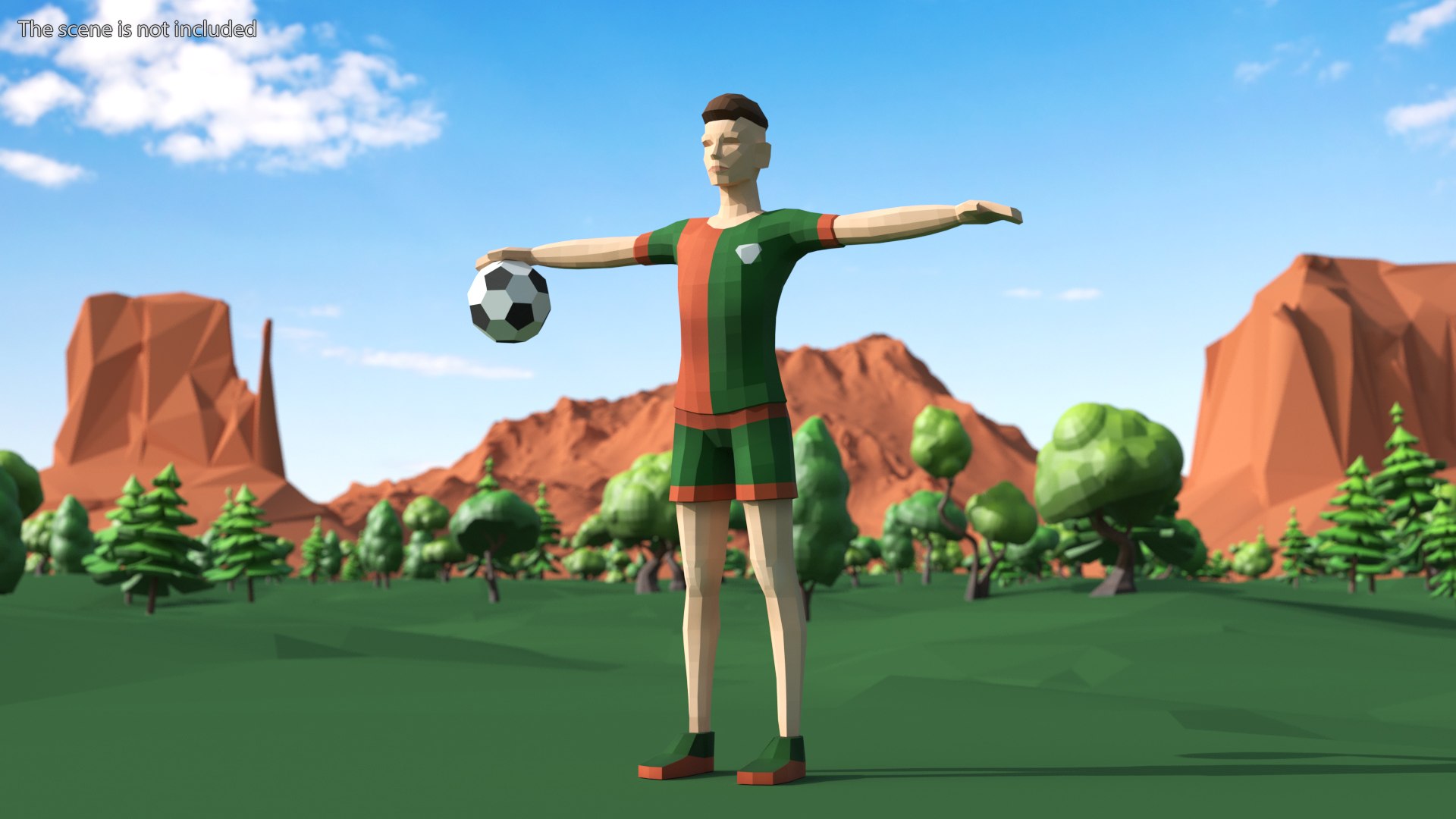 Football Player Low Poly Rigged for Cinema 4D 3D model preview