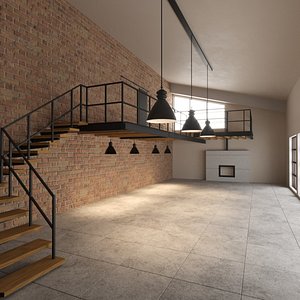 Two-Store Interior in Loft Style