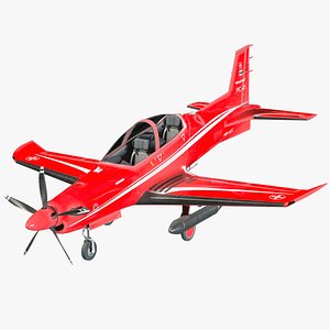 3D Airplane Pilatus PC-21 Red PBR model