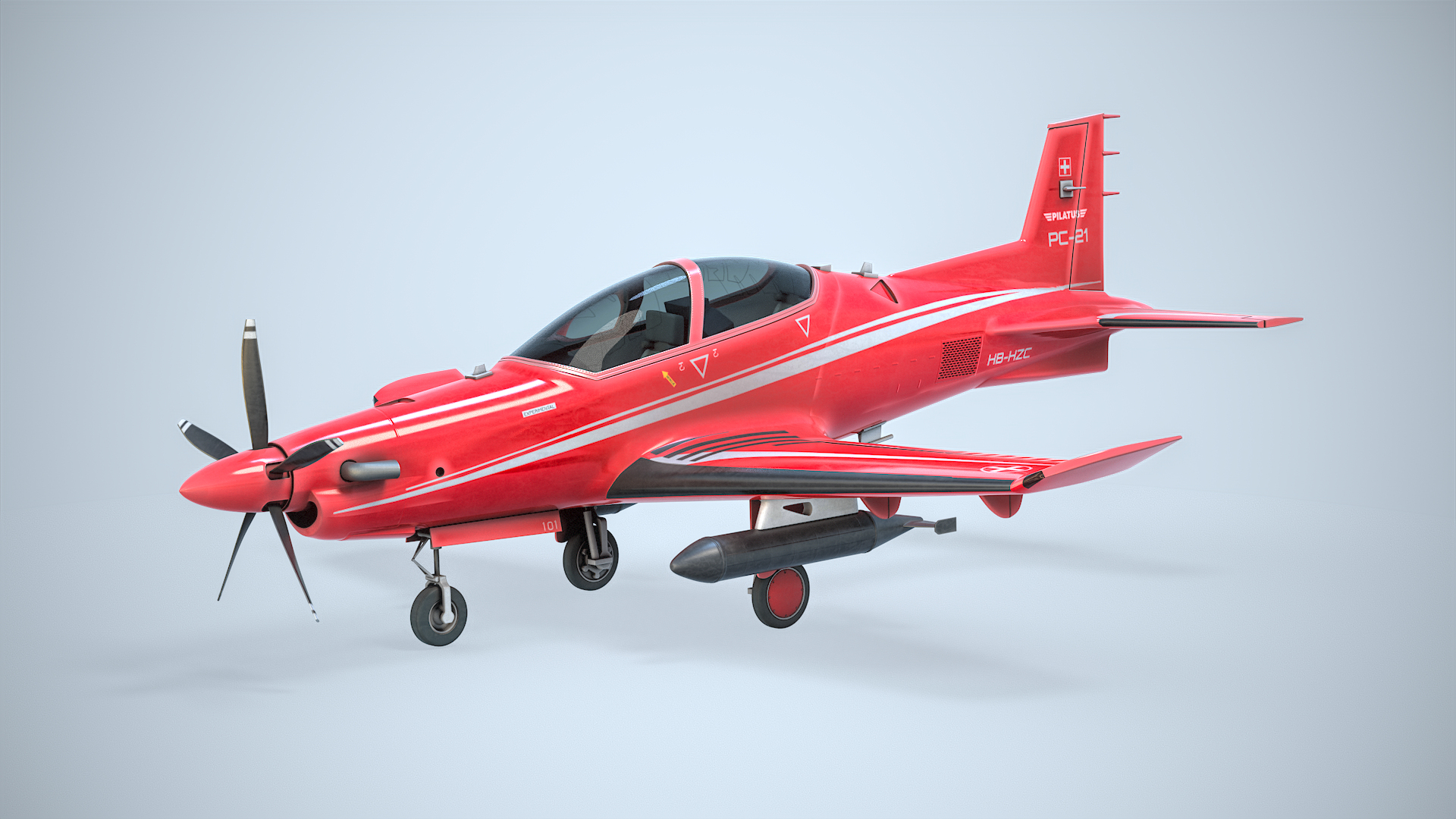 Airplane Pilatus PC-21 Red PBR