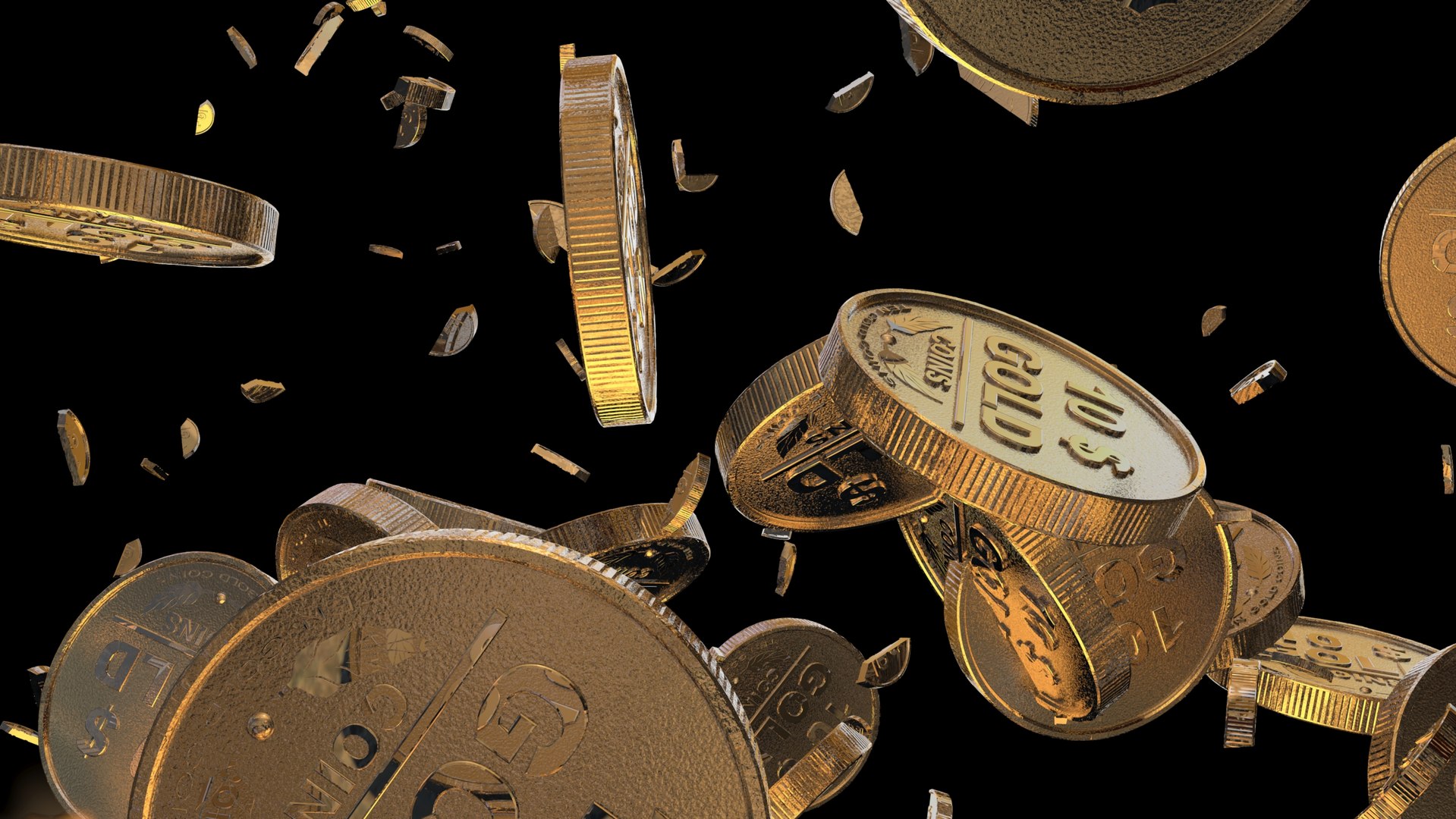 3d Explosion Gold Coins Model
