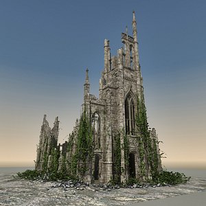 medieval ruined church 3d model