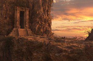 Fantasy Rock Mountain Gate Cave